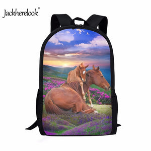 3D Printed Horse School Bag for Kids Large Capacity Backpack