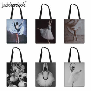 Artistic Ballerina Pattern Ladies Shoulder Bag Canvas Handbag