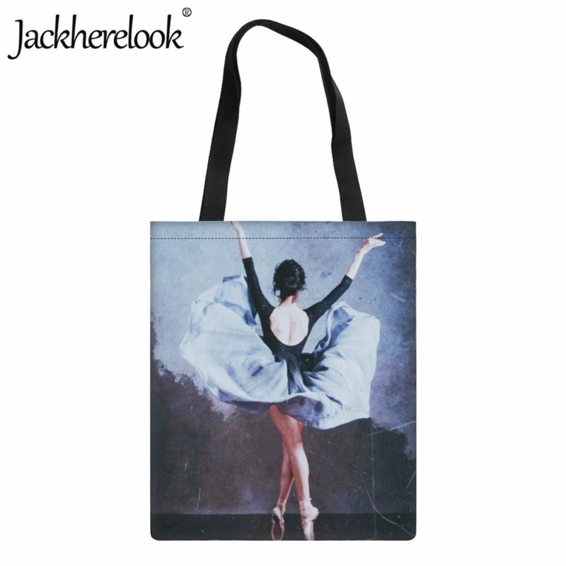 Artistic Ballerina Pattern Ladies Shoulder Bag Canvas Handbag