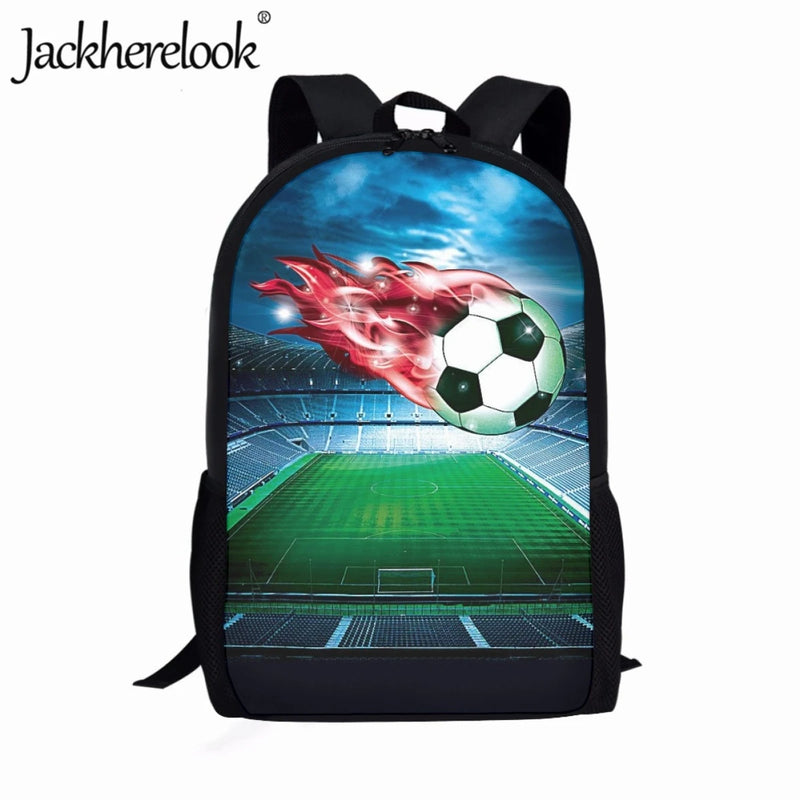 Artistic Football Pattern 3D Printing School Bags for Boys Girls Youth Book Bag