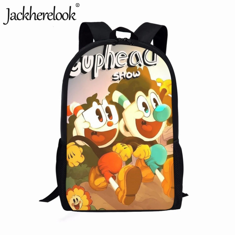 Jackherelook Cuphead Print School Backpack 17inch