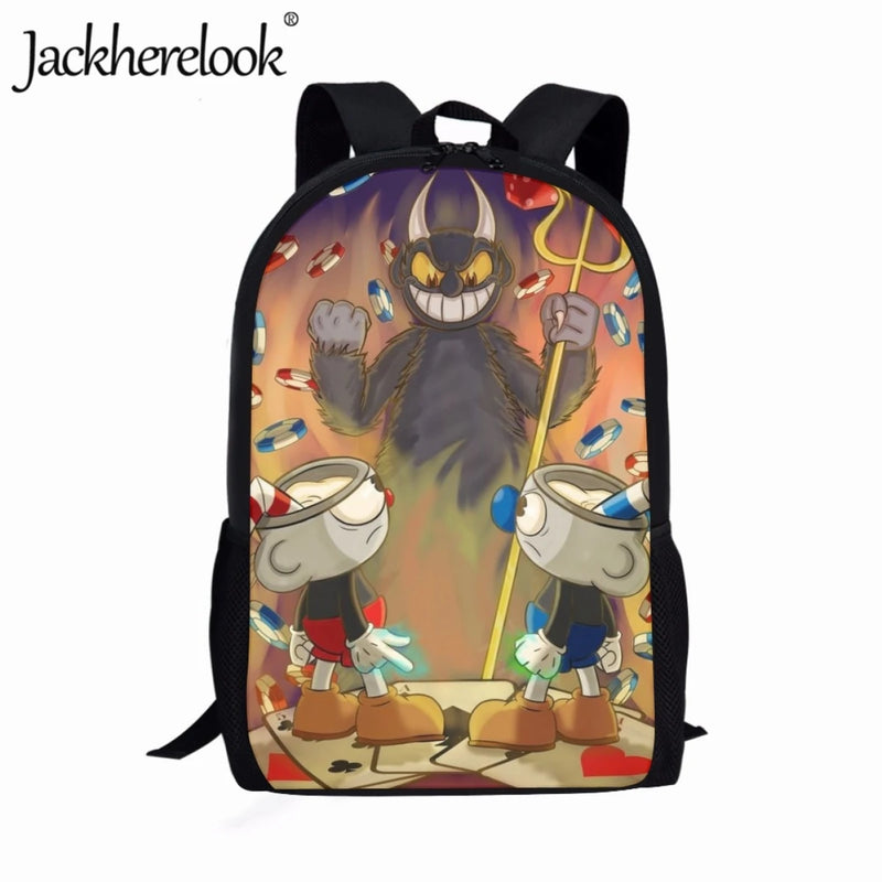 Cartoon Cuphead Pattern School Bags for Children Book Bag