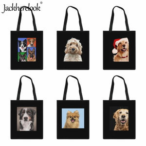 Jackherelook Puppy Pattern Shoulder Bag for Women Canvas Tote Bag