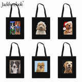 Jackherelook Puppy Pattern Shoulder Bag for Women Canvas Tote Bag