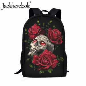 Jackherelook Gothic Skull Rose School Backpack for Kids