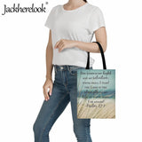 Casual Ladies Canvas Shoulder Bag with Christian Scripture Printing