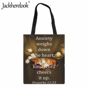 Christian Scripture Printing Women's Canvas Shoulder Bag Eco Friendly