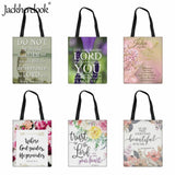 Christian Bible Verse Print Canvas Bag Ladies Tote