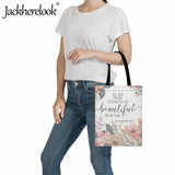 Christian Bible Verse Print Canvas Bag Ladies Tote