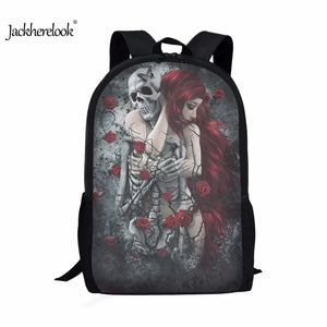 Gothic Skull Floral Backpack for Kids