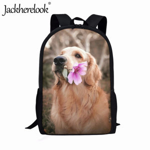 Golden Retriever Puppy Print School Bag Boys Girls Backpack