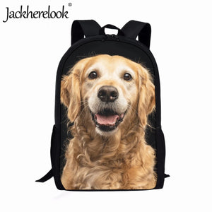 Golden Retriever Puppy Print School Bag Boys Girls Backpack