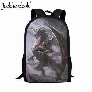 Dragon Pattern School Backpack Boys 17-inch Book Bag Large Capacity