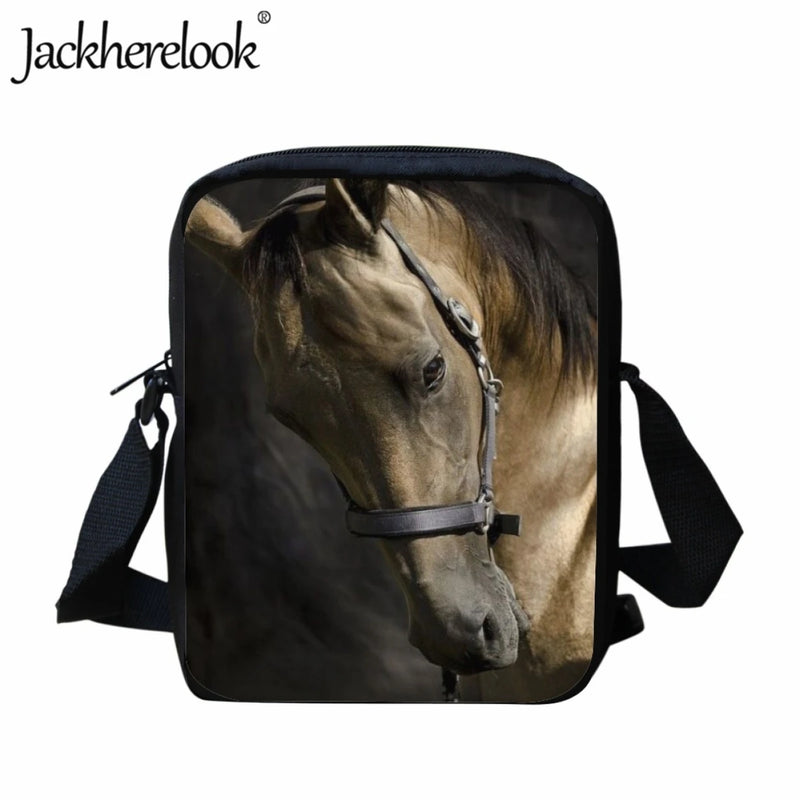 Jackherelook 3D Horse Pattern Printed Messenger Bag for Kids