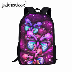 Fluorescent Butterfly Pattern School Girl Bookbags Casual Children's School Bags