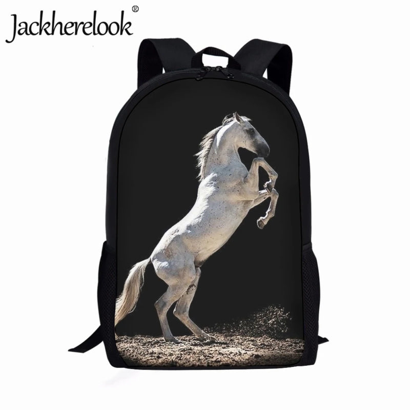 3D Horse Printing School Bag for Teens Large Capacity Backpack