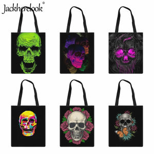 Gothic Skull Tote Bag Women's Casual Canvas Shopping Bag
