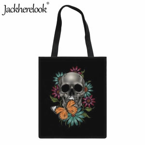 Gothic Skull Tote Bag Women's Casual Canvas Shopping Bag