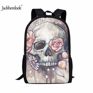 3D Printing Skull Floral School Bags for Boys Girls Kids