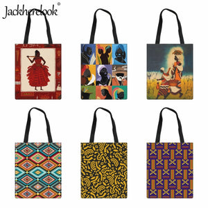 African Art Totem Print Shoulder Bag Women Canvas Shopping