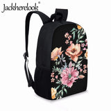Jackherelook Flowers Print College Student School Bags 17 inch