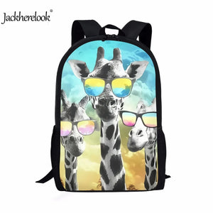 Funny Giraffe Animal School Bags for Kids Boy Girl Large Capacity Rucksack