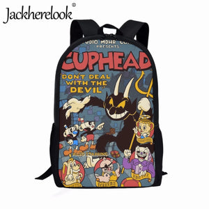Jackherelook Cuphead Cartoon Pattern Kids Schoolbag