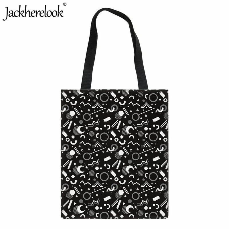 Geometric Print Shoulder Bag Women's Handbag Canvas Travel Tote