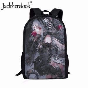 Jackherelook Gothic Anime Girl Pattern Schoolbag for Teenagers