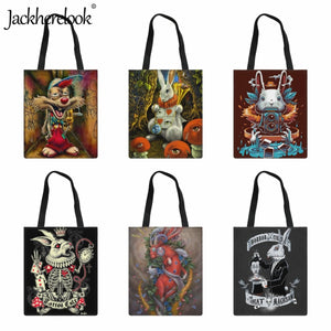 Gothic Rabbit Women's Shoulder Bag Canvas Handbag Large Capacity Female Tote