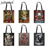 Gothic Rabbit Women's Shoulder Bag Canvas Handbag Large Capacity Female Tote