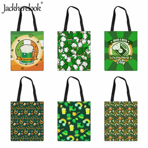 Jackherelook St. Patrick's Shoulder Bag Women Canvas Casual Travel Shopping Bag