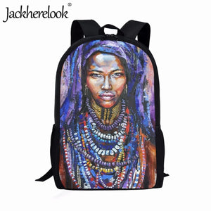 Tribal Female Pattern Art Oil Painting School Bag Teen Backpack