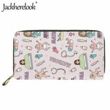 Jackherelook Nurse Wallet Medical Doodle Pattern Purse for Women Long Money Bag