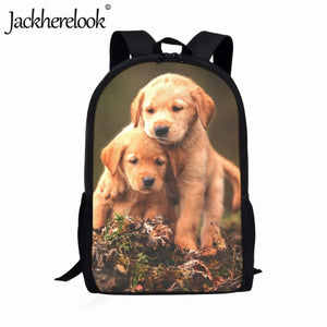 Jackherelook Puppy Pattern 3D Printing School Bag for Boys and Girls