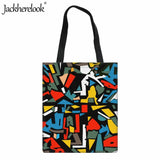 Geometry Pattern Shoulder Bag for Women Large Capacity Canvas Shopping Bag