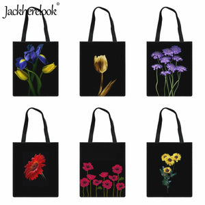 Flowers Print Tote Bag Large Capacity Women's Shopping Bag