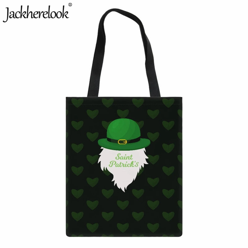 St. Patrick's Shoulder Bag Large Capacity Canvas Shopping Lady Tote