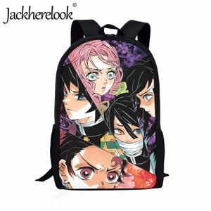 Jackherelook Teenagers School Bag Japanese Anime Demon Slayer Design Bookbag