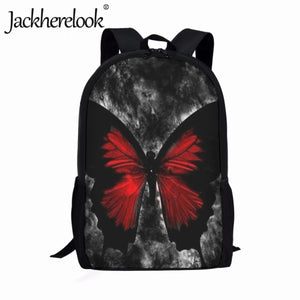 Dark Gothic Rose Butterfly Pattern Schoolbags for Teens, Boys and Girls