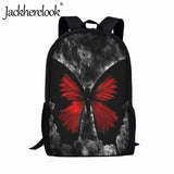 Dark Gothic Rose Butterfly Pattern Schoolbags for Teens, Boys and Girls