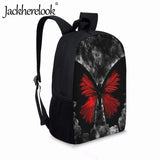 Dark Gothic Rose Butterfly Pattern Schoolbags for Teens, Boys and Girls