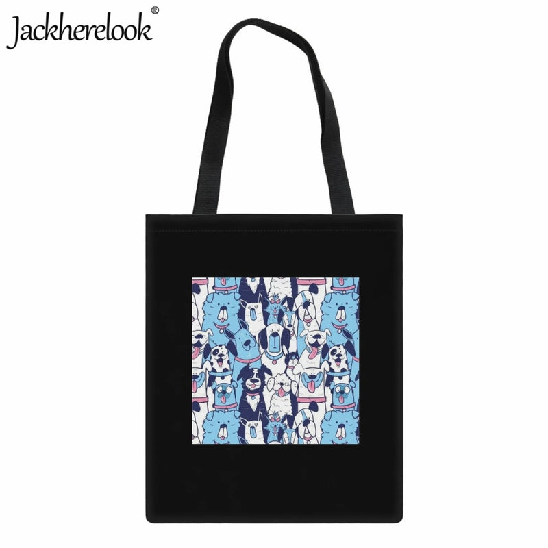Dog Pattern Shoulder Bag Golden Retriever Print Canvas Tote Bag