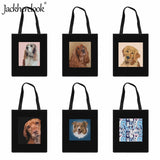 Dog Pattern Shoulder Bag Golden Retriever Print Canvas Tote Bag