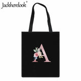 Canvas Tote Bag Letter Flower Arrangement Pattern Classic Shoulder Bag