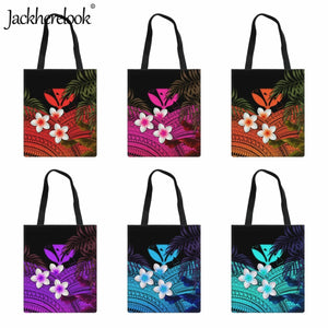 Polynesian Frangipani Shoulder Bag Canvas Beach Handbag