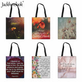 Bible Verse Print Canvas Tote Bag, Eco Friendly Shoulder Bag