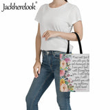 Bible Verse Print Canvas Tote Bag, Eco Friendly Shoulder Bag
