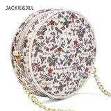Floral Round Shoulder Bag Zipper Crossbody Handbag