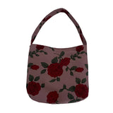 Floral Jacquard Women Shoulder Bag Retro Style Single Shoulder Messenger Handbag